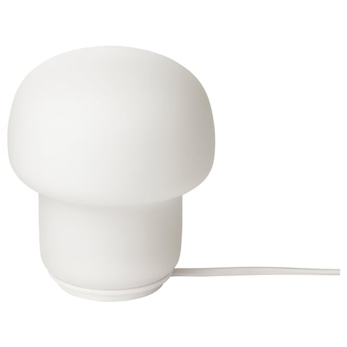 TOKABO lamp, white, round shape, glass & plastic, small table light.