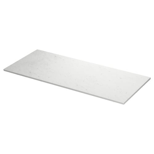TOLKEN white marble countertop. Rectangular, durable fiberboard with melamine top for bathrooms.