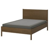 TONSTAD Bed frame, brown stained oak veneer/Lyngör dark grey, Full
