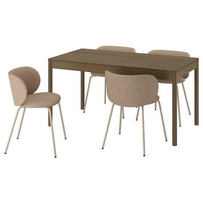 TONSTAD / KRYLBO Table and 4 chairs, brown stained oak veneer/Tonerud dark beige, 150x80 cm
