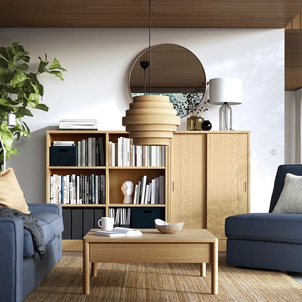TONSTAD Storage combination, oak veneer, 202x37x120 cm