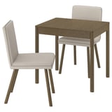 TONSTAD / TONSTAD Table and 2 chairs, brown oak veneer/Fridtuna light beige brown oak effect, 80/120x70 cm