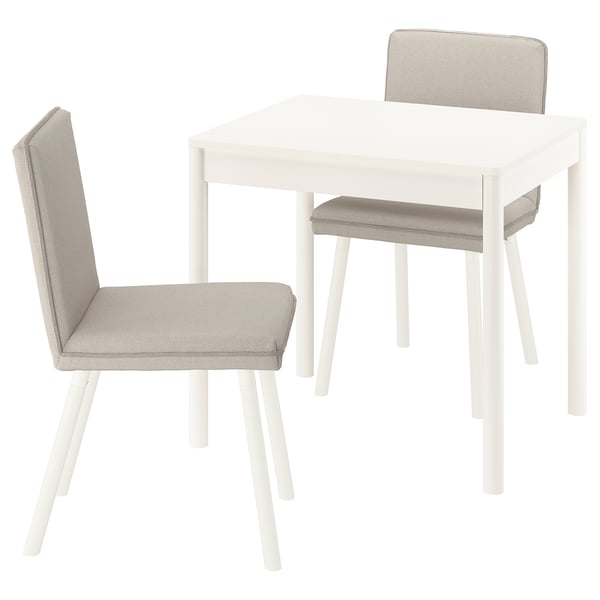 TONSTAD / TONSTAD Table and 2 chairs, off-white/Fridtuna light beige off-white, 80/120x70 cm