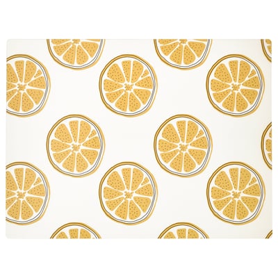 TORVFLY Place mat, patterned/yellow, 40x30 cm
