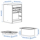 TROFAST Storage combination with box/trays, white white/grey, 34x44x56 cm