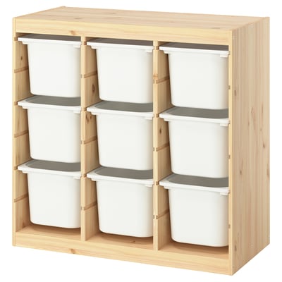 TROFAST Storage combination with boxes, room divider/light white stained pine white, 93x44x91 cm
