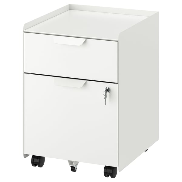 TROTTEN Drawer unit w 2 drawers on castors, white