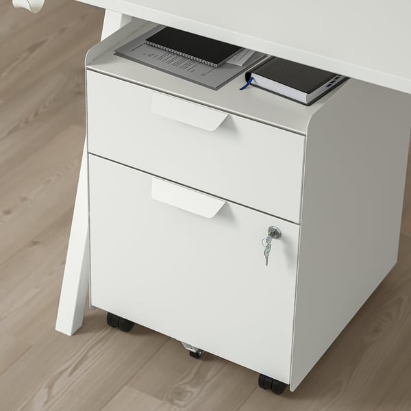 TROTTEN Drawer unit w 2 drawers on castors, white