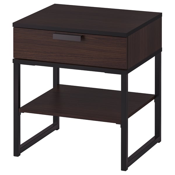 TRYSIL Bedside table, dark brown/black, 45x40 cm IKEA