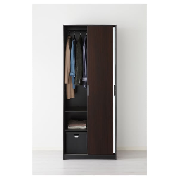 Trysil Wardrobe Dark Brown Mirror Glass Ikea