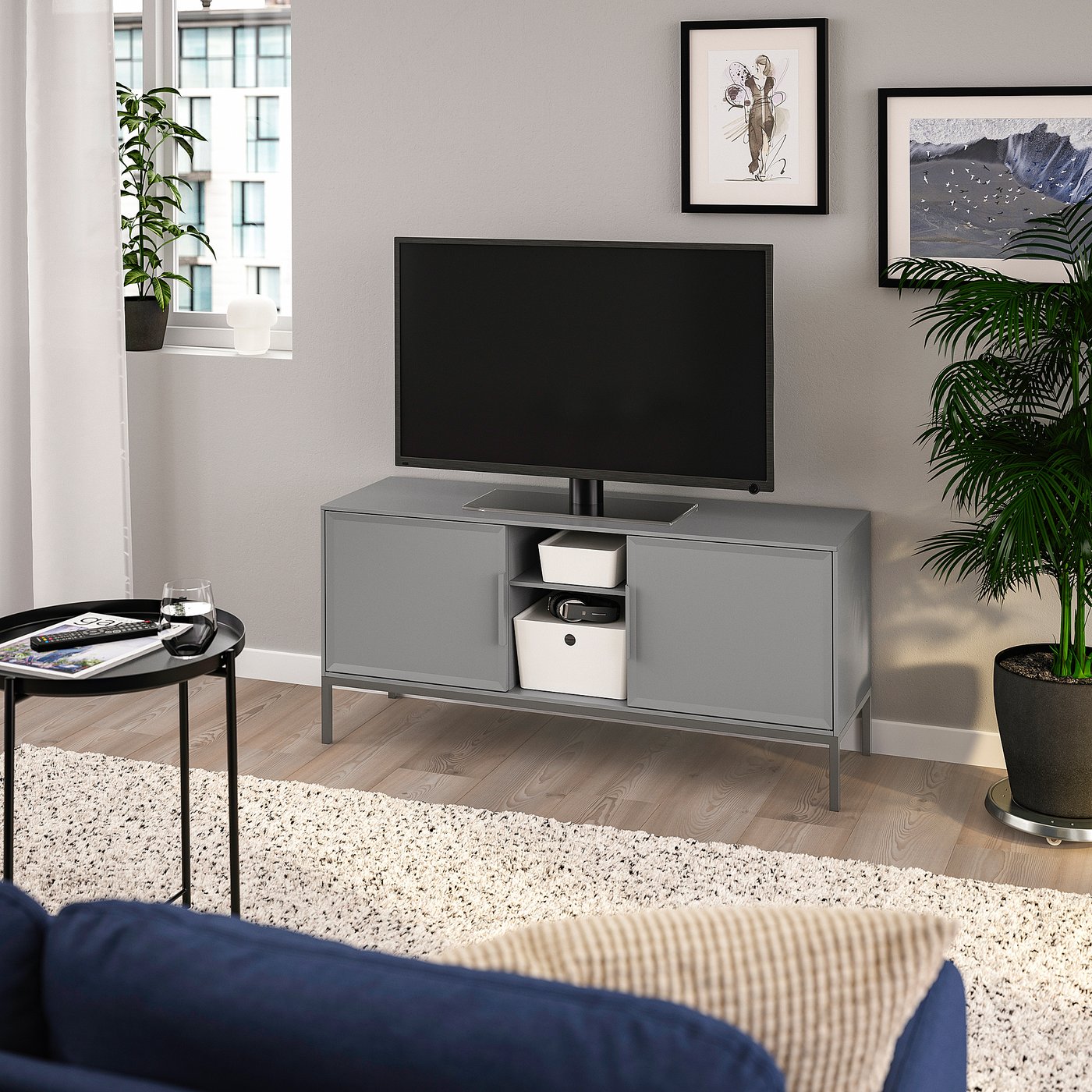 TULLSTORP TV bench, grey, 114x35x53 cm - IKEA