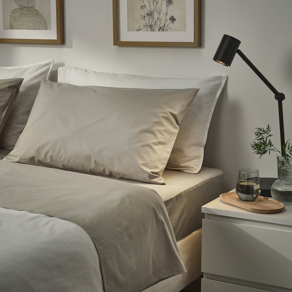 ULLVIDE Pillowcase, grey-beige, King
