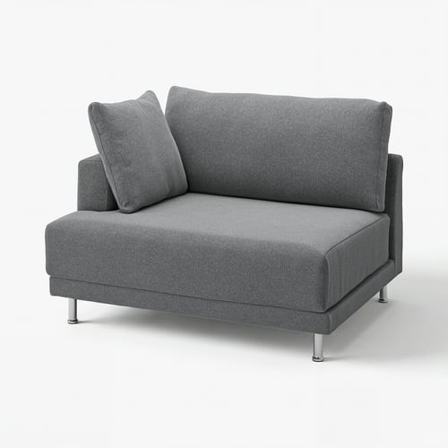 Grey UPPÅKRA fabric sofa, modern design with metal legs, comfort-focused, l-shaped cushions.