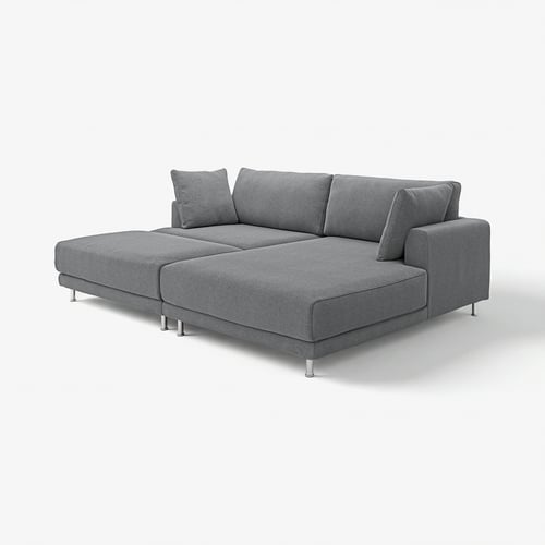 UPPÅKRA 3-seat modular sofa, with chaise longue, right with footstool/Johanneshov dark grey