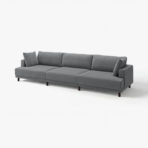 Grey UPPÅKRA modular sofa with plush cushions, clean lines, and wooden legs.