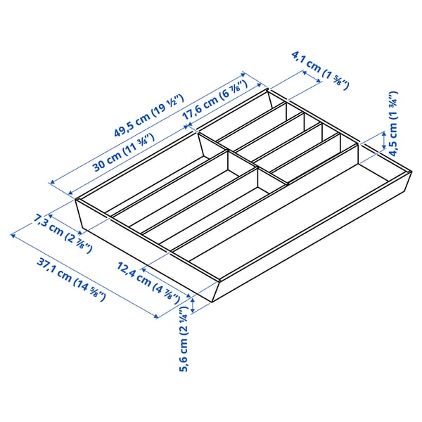 UPPDATERA Cutlery tray, light bamboo, 37x50 cm