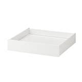 A white UPPFÖRA drawer, rectangle-shaped with clean lines and modern design. Its made of acrylic paint, fibreboard, particleboard, and plastic foil.