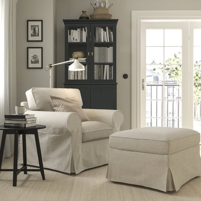 UPPLAND Armchair and footstool, Kilanda light beige