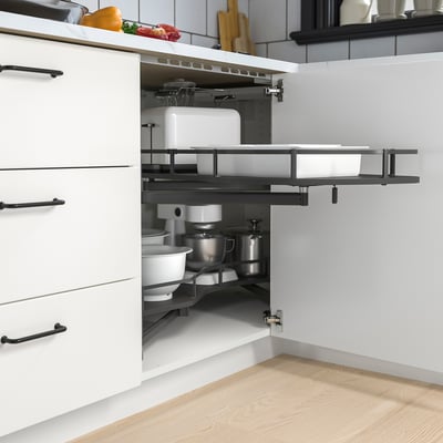 UTRUSTA Crnr base cabinet pull-out fitting, grey, 127 cm