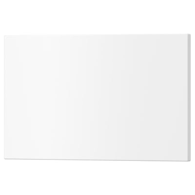 A white UTRUSTA drawer front. Its rectangular, smooth, and made of acrylic paint over fibreboard. Designed for easy cleaning and durable use.