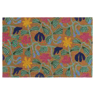 VÄGKURVA Door mat, indoor, multicolour/floral pattern, 60x90 cm