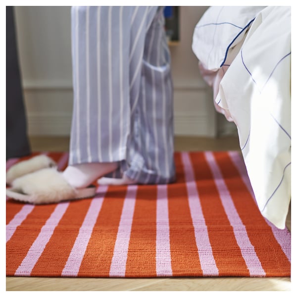 VÄGSKYLT Rug, flatwoven, pink/orange, 80x250 cm