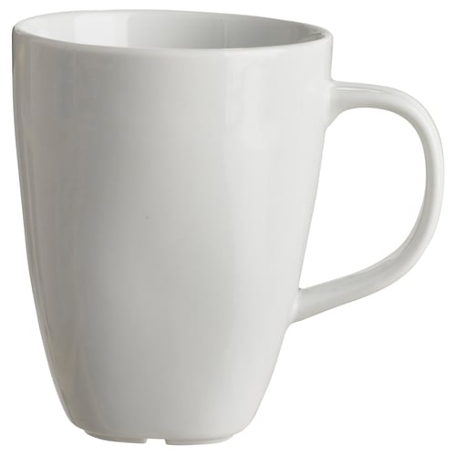 VÄRDERA mug, white, durable porcelain, square shape, smooth edges.