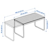 VÄSMAN / TALLSKÄR Table+6 chairs w armrests, outdoor, extendable light brown stained/anthracite, 135x190/74 cm