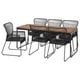 Option: VÄSMAN / TALLSKÄR Table+6 chairs w armrests, outdoor, extendable light brown stained/anthracite, 135x190/74 cm