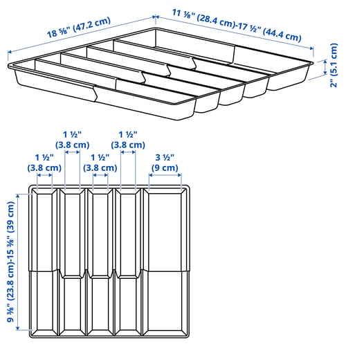 Illustration with measurements for the product: VARIERA.