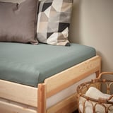 VÅRVIAL Fitted sheet for day-bed, grey-green, Twin