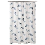 VATTENSJÖN Shower curtain, white blue/fish, 180x180 cm