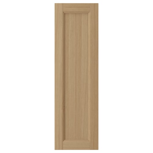 VEDHAMN natural wooden cabinet door with solid oak frame, featuring vertical panel design.