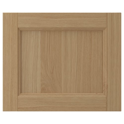 VEDHAMN light wood cabinet door with natural oak grain, solid frame, and square edges.