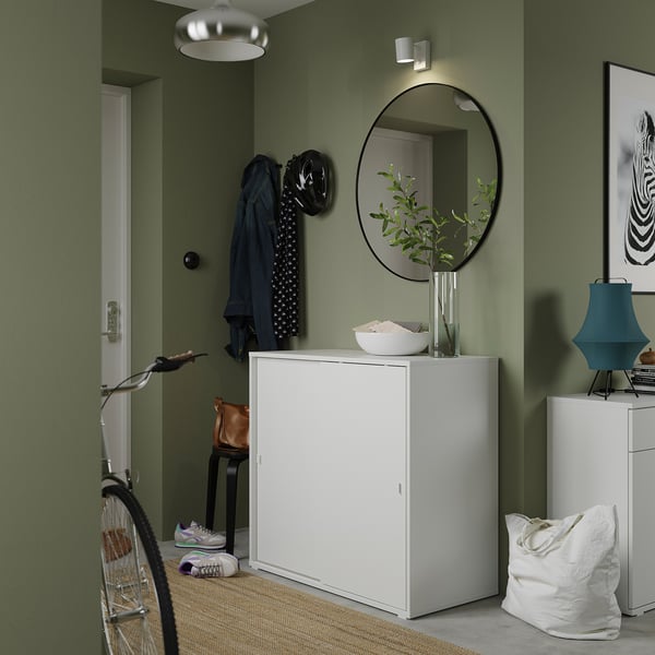 VIHALS Cabinet with sliding doors, white, 95x47x90 cm