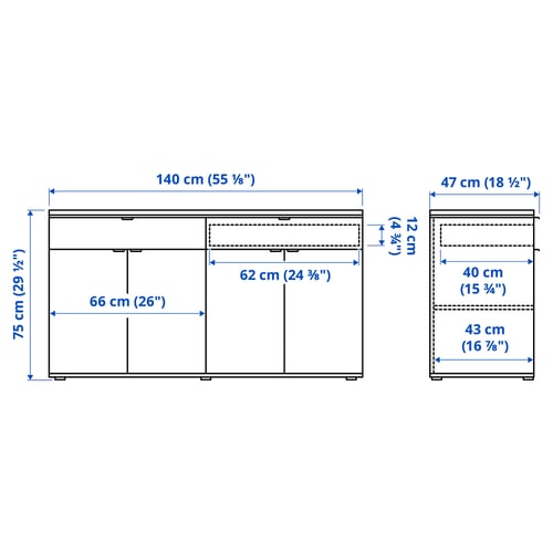 Illustration with measurements for the product: VIHALS.