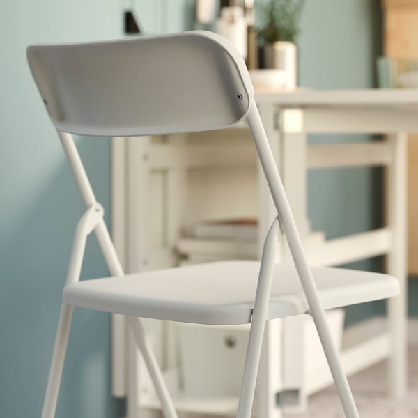 VIHALS / VIHALS Table and 4 chairs, gateleg table white/folding white, 39/95/151x90 cm