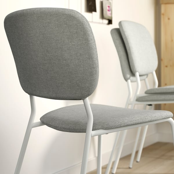 VIHALS / VIHALS Table and 4 chairs, gateleg table white/white Tibbleby beige-grey, 39/95/151x90 cm