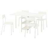 VIHALS / VIHALS Table and 4 chairs, gateleg table white/white, 39/95/151x90 cm