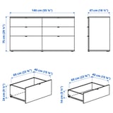 VIHALS Wardrobe combination, white/mirror glass, 245x57x200 cm