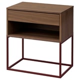 VIKHAMMER Bedside table, walnut veneer, 60x39 cm