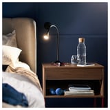 VIKHAMMER Bedside table, walnut veneer, 60x39 cm