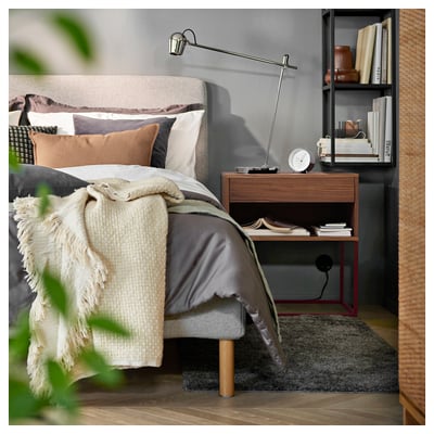 VIKHAMMER Bedside table, walnut veneer, 60x39 cm