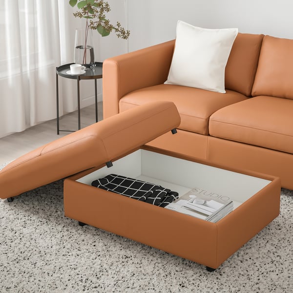 VIMLE Footstool with storage, Grann/Bomstad golden-brown