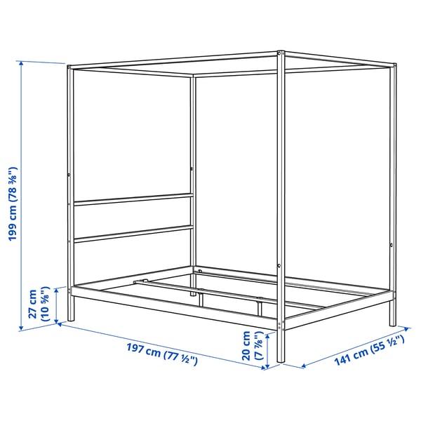 VITARNA Four-poster bed frame, white Luröy/Skådis white, Full