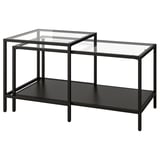 VITTSJÖ Nest of tables, set of 2, black-brown/glass, 90x50 cm