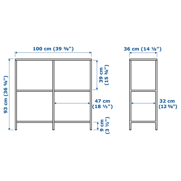 VITTSJÖ Shelving unit, white/glass, 100x93 cm