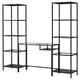 VITTSJÖ Shelving unit with laptop table, black-brown/glass, 202x36x175 cm