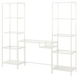 VITTSJÖ Shelving unit with laptop table, white/glass, 202x36x175 cm