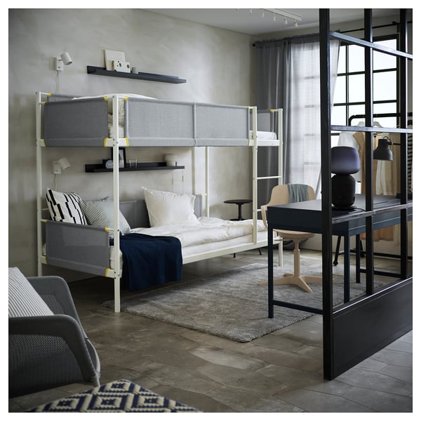 VITVAL Bunk bed frame, white/light grey, Twin